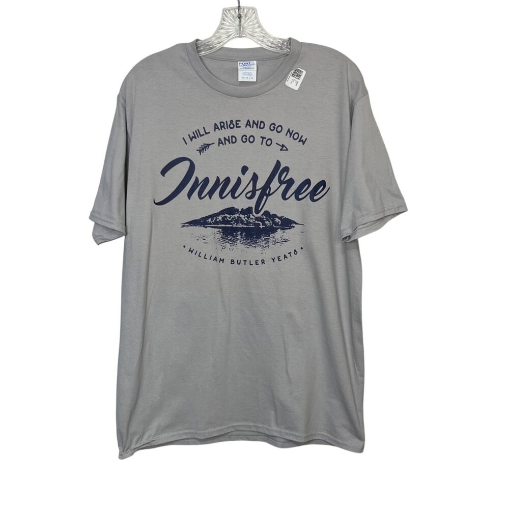 Port & Company Tshirt I Will Arise And Go Now Mens Medium Gray Innisfree